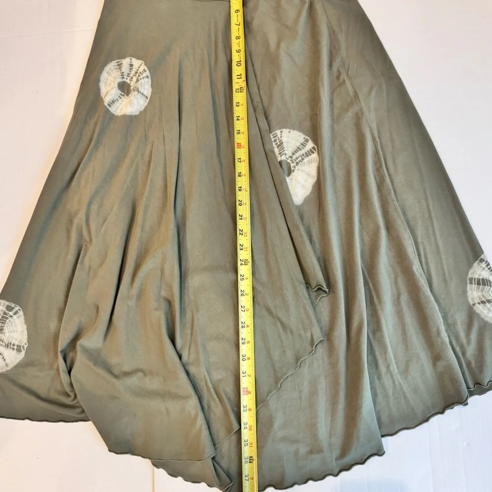 Soft Surroundings Tall XL Boho Wrap Midi Skirt Set Green USA Art to Wear Travel